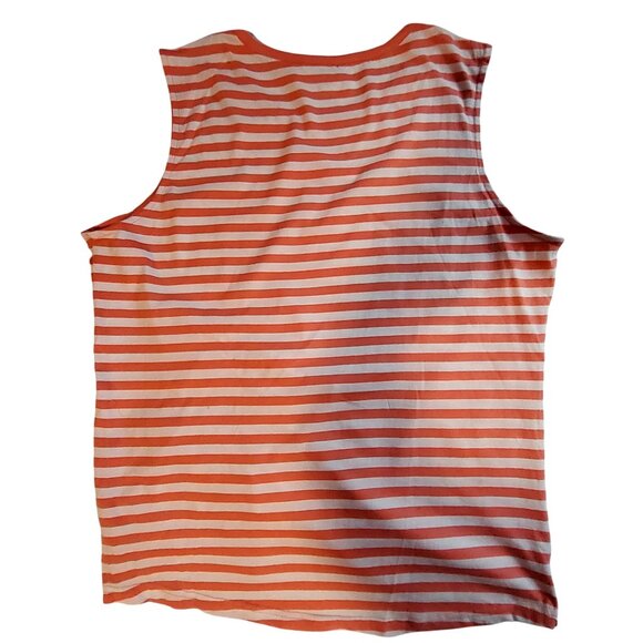 Time & Tru Womens Sleeveless Orange & White Striped Tank Top Size Large (12-14) - Picture 2 of 8